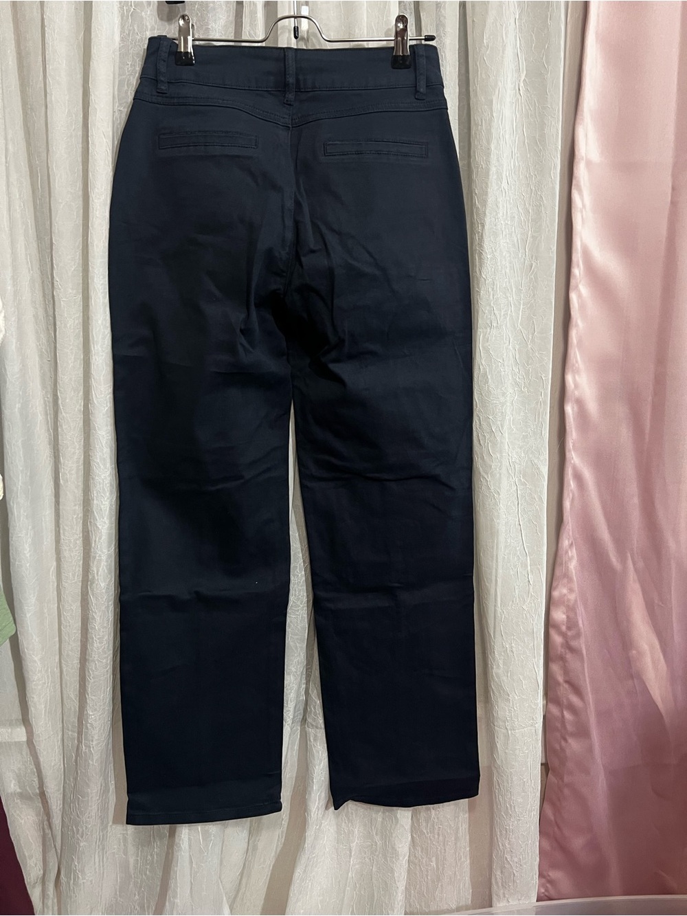 Flamingals Straight-Leg High-Rise Pants in Navy - Picture 3 of 5